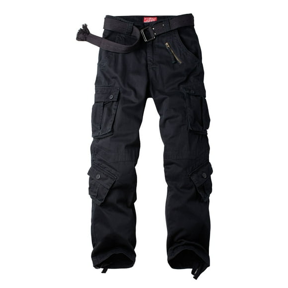 Pantalones cargo Raroauf para mujer, talla grande, negros con 8 bolsillos