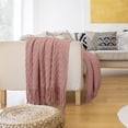 thumbnail image 2 of PiccoCasa Soft Acrylic Decorative Throw Blanket Fringe for Couch 50"x60" Pink, 2 of 8