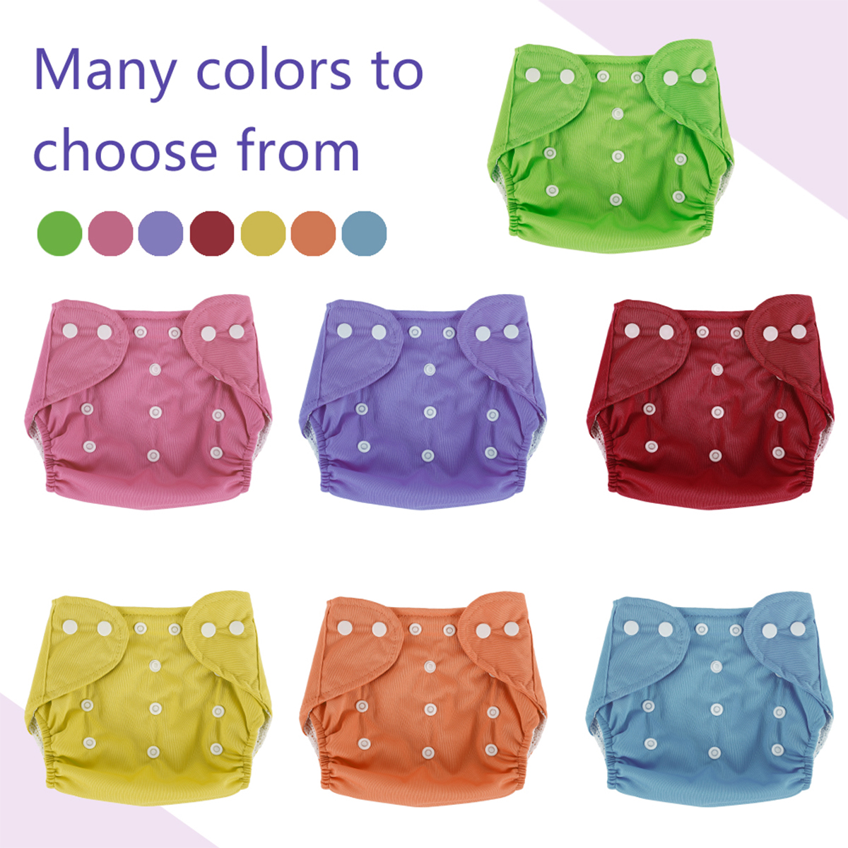 14pcs Reusable baby diapers soft and hygienic comfort cover washable size adjustable, All-in-One, Multicolour