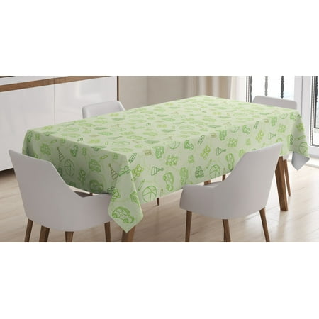 

Ambesonne Cartoon Tablecloth Rectangular Table Cover Cartoon Doodle Design 60 x90 Pale Green