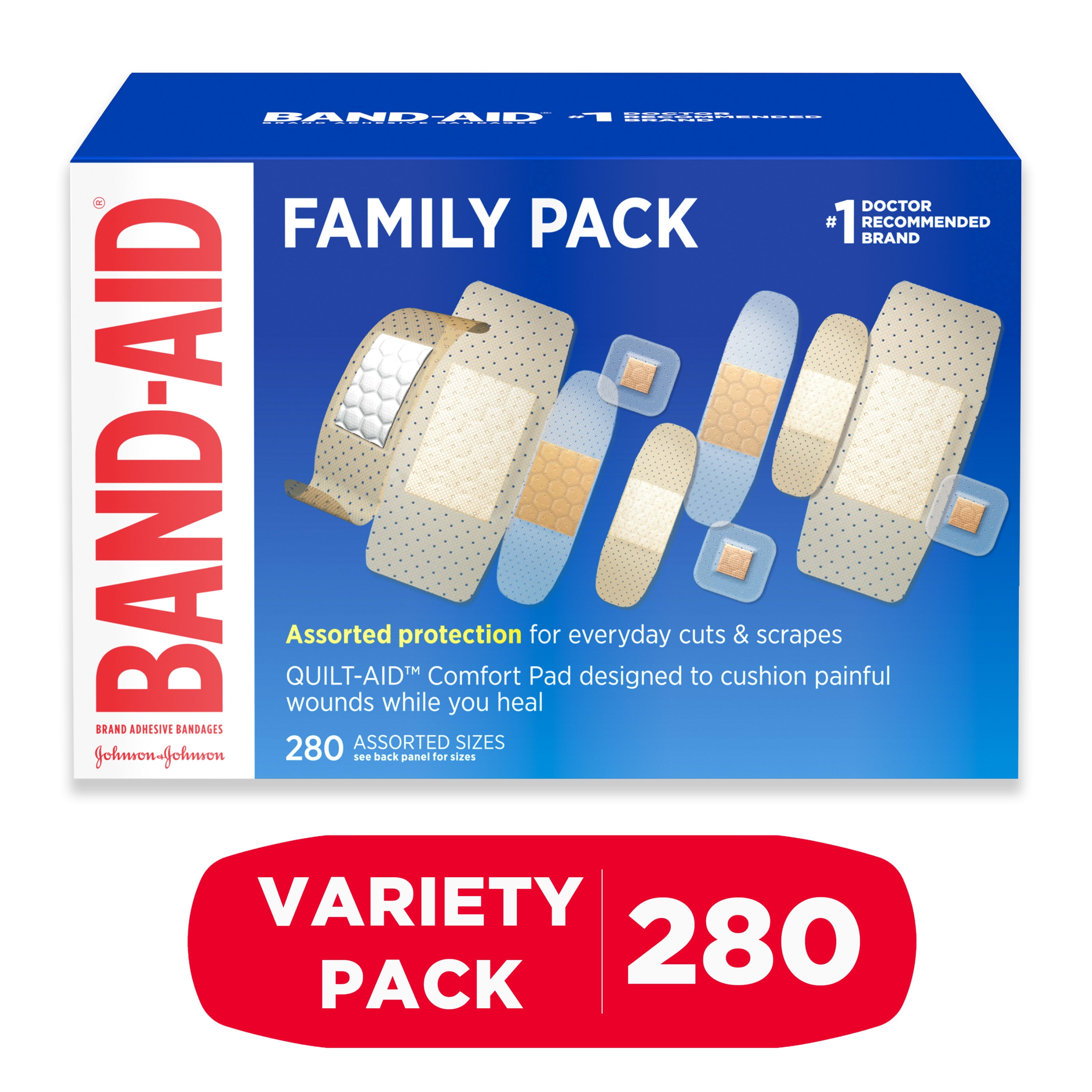 BandAid Brand Adhesive Sterile Bandage Variety Pack, Assorted, 280 ct