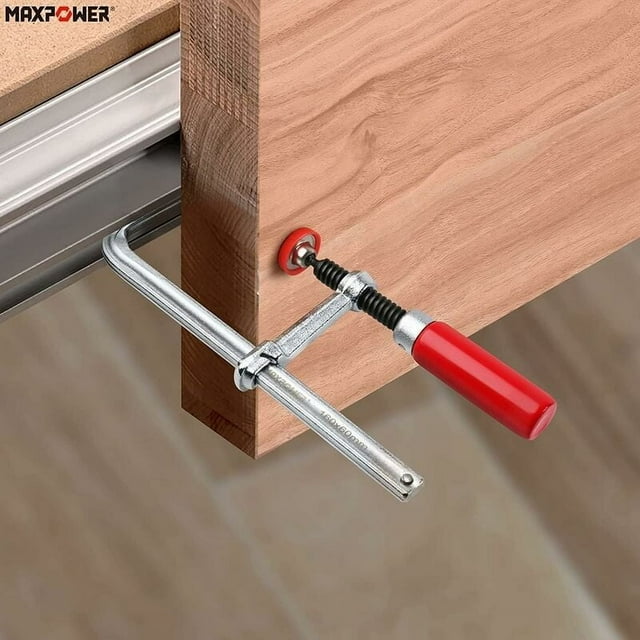 Portable Clamping Option, Versatile Track Saw Rails Clamp with Non Marring Plastic Pads, 220kg Clamping Force, Ergonomic Wooden Handle, for Guide Rail and MFT Guide Rail System (160x60mm)