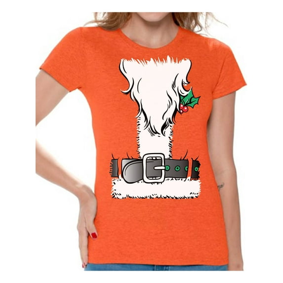 Awkward Styles Santa Christmas Shirts for Women Santa Suit Women's Holiday Top for Christmas Santa Claus Beard Christmas T-shirt Xmas Gifts Christmas Holiday Party Shirt
