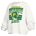 thumbnail image 2 of Women's Pressbox White Oregon Ducks Janice Retro Logo Oversized Pullover Sweatshirt, 2 of 3