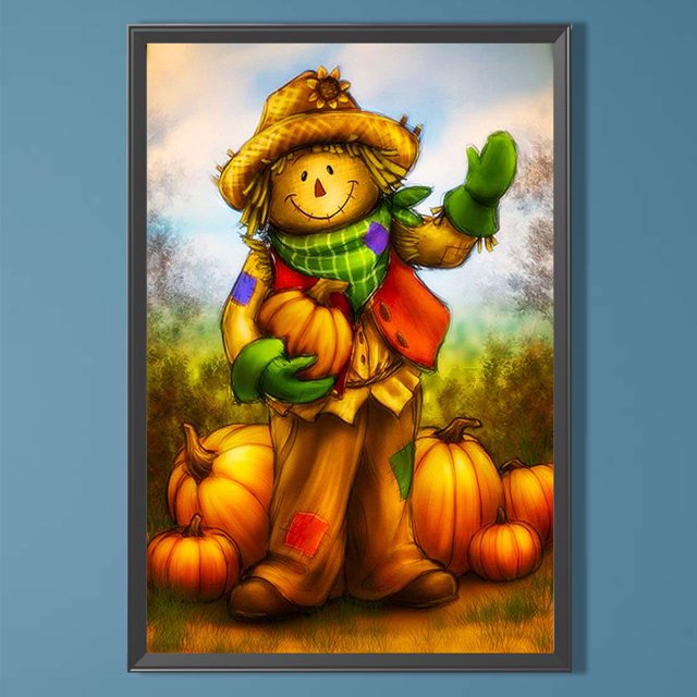 Cuadros Decorativos Diamante pintura 5D DIY taladro redondo completo calabaza espantapájaros decoración del hogar Wdftyju embutido en tela
