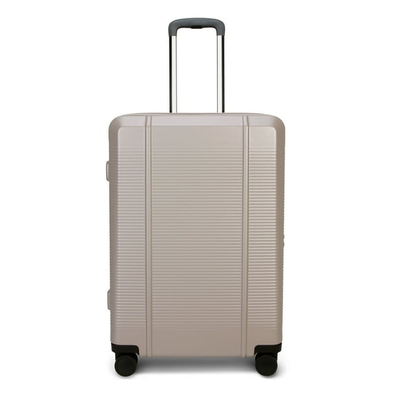 BTL 24-inch Checked Expandable Hardside Upright Luggage With 360-Spinner Wheels and Divider Pockets, Taupe