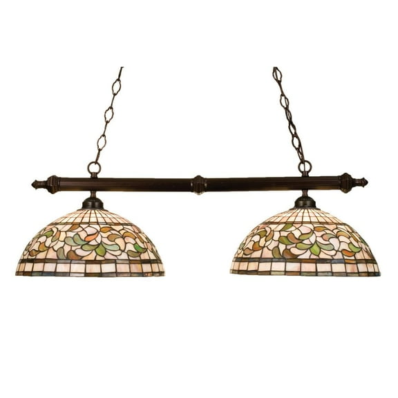 18842 Meyda 39"L Tiffany Turning Leaf 2 Lt Island Pendant