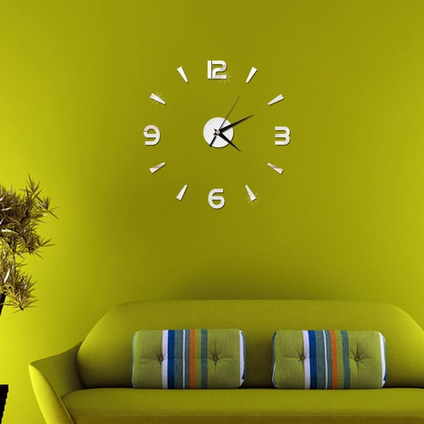 Relaj de Pared Con EspÉjo 3d, Pegatinas de Pared Silenciosas Autoadhesivas para decoraeación del Hogar, Sala de Estar y Dormitorio