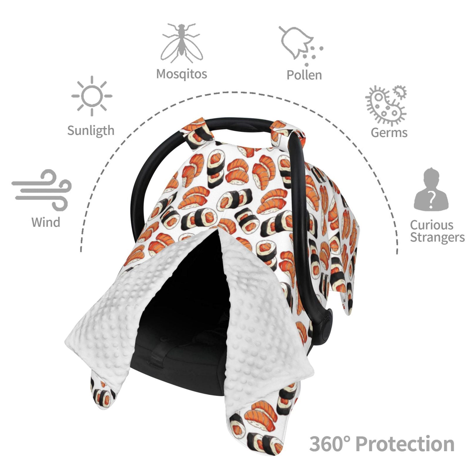 Naloa Sushi Roll Baby Car Seat Cover, Breathable Baby Carrier Cover, Multiuse Baby Carrier Cover & Nursing Breastfeeding Cover
