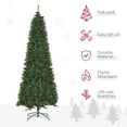 thumbnail image 3 of HOMCOM 8 Foot Pine Artificial Christmas Tree, Slim Pencil Xmas Tree with 952 Realistic Branches, Steel Base, Auto Open, Green, 3 of 9