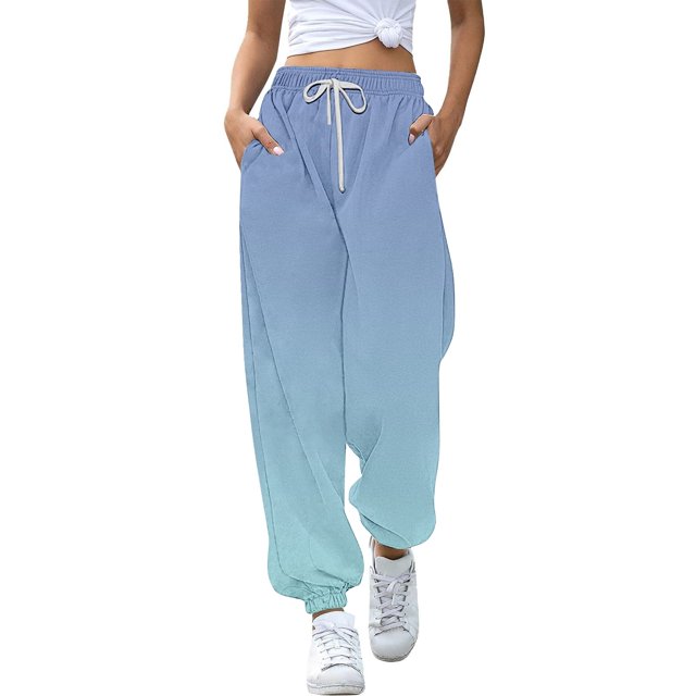 MIASHUI Girls Jogging Sweatpants Kids Drawstring Elastic Waist Pants Gradient Trousers,Grey,13-14 Years