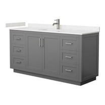 Wyndham Collection Miranda 66" Wood Veneer Single Bathroom Vanity in Gray/Nickel