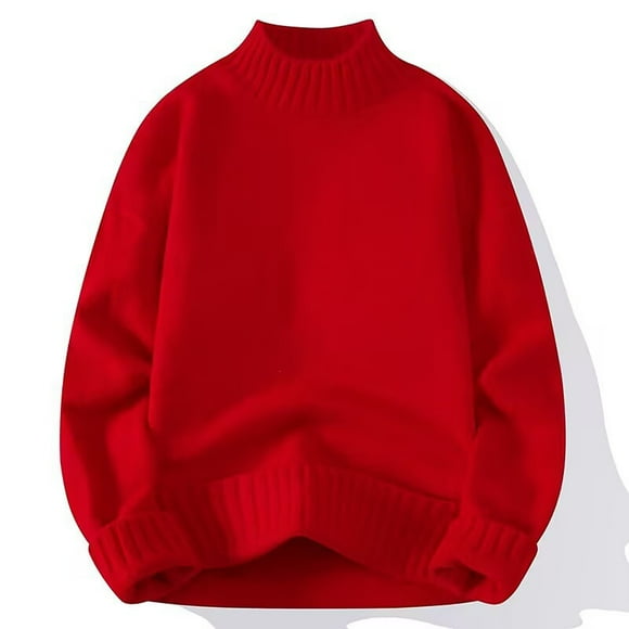 cfhntfmh Men's Pullover Sweaters Long Sleeve Casual Half High Neck Sweaters Soft Solid Color Knitted Sweater Fall Winter Clothes 2024