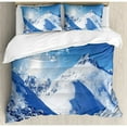 thumbnail image 3 of Winter Decorations Twin Size Duvet Cover Set, Mountain Peak in Sunny Winter West Northern of States Habitat Hike Image, Decorative 2 Piece Bedding Set with 1 Pillow Sham, White Blue, by Ambesonne, 3 of 3