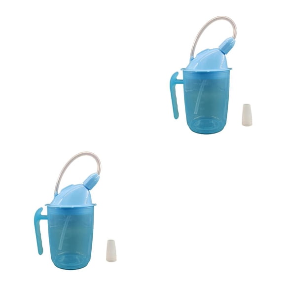 Vogacara Straw Cup Dustproof Drinking Aids for Maternity Disabled Elderly Patient 2piezas Azul