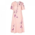 thumbnail image 5 of YABCSAZ Womens Summer Dresses Casual Loose Butterfly Printed Long Maxi Dresses V-Neck Short Sleeve Button Down Pocket Sundress Beach Tunic T Shirt Midi Dress, 5 of 8