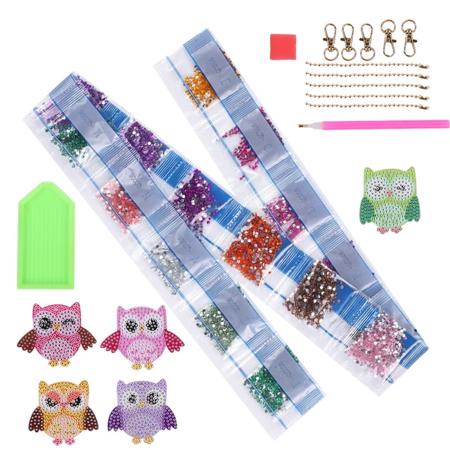 Painted Keychain, Painting Kits, 5Pcs Small And Exquisite Owl Keychain For DIY Christmas Crafts Arts Crafts New Year,Christmas Gift