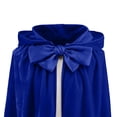 thumbnail image 5 of Virmaxy Halloween Costume Women's Velvet Hooded Costume Cape Bow Tie Front Ruffled Hem Short Cloak for Halloween Cosplay Party Dress Up Blue, 5 of 9