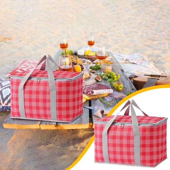 Bolsa de picnic de gran capacidad - Bolsa térmica aislante para almuerzos con forro de papel de aluminio, 23x14x20cm, impermeable y espaciosa para acampada, viajes y trabajo