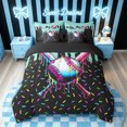 thumbnail image 4 of meiyoeat Graffiti Baseball Twin Bedding for Boys, Ice Cream Drip Bat Bedding Comforter Set, Black Blue, Black Reversible, 7 Pieces, 4 of 6