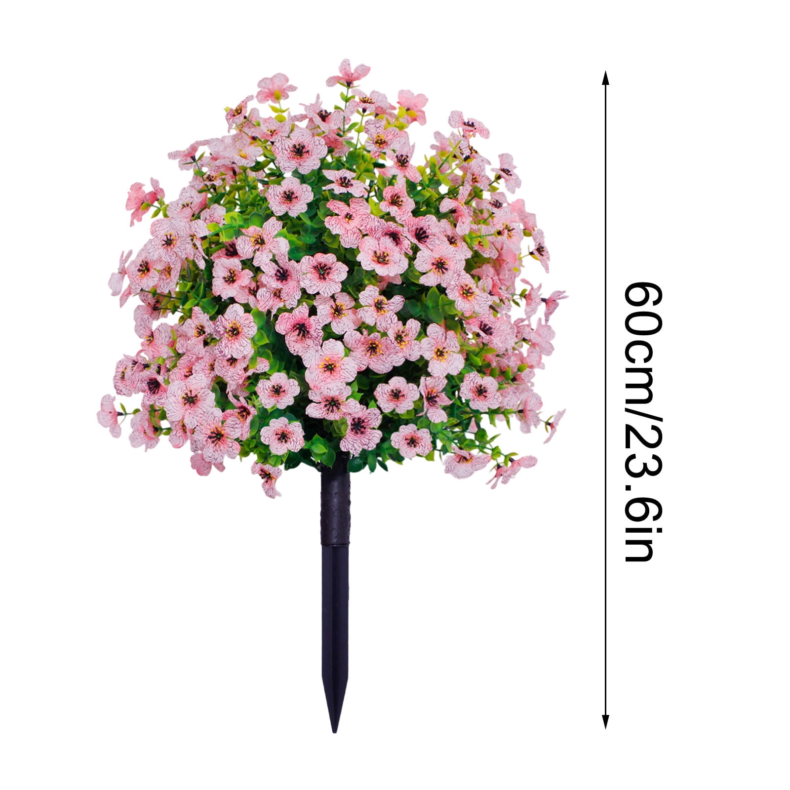 Artificial Flowers with Ground Spikes, Garden Stake Faux Greenery Shrubs 24" Garden Accessories for Farmhouse Outdoor Outside Garden Porch Patio Wedding Party Decoration Pink 2pcs