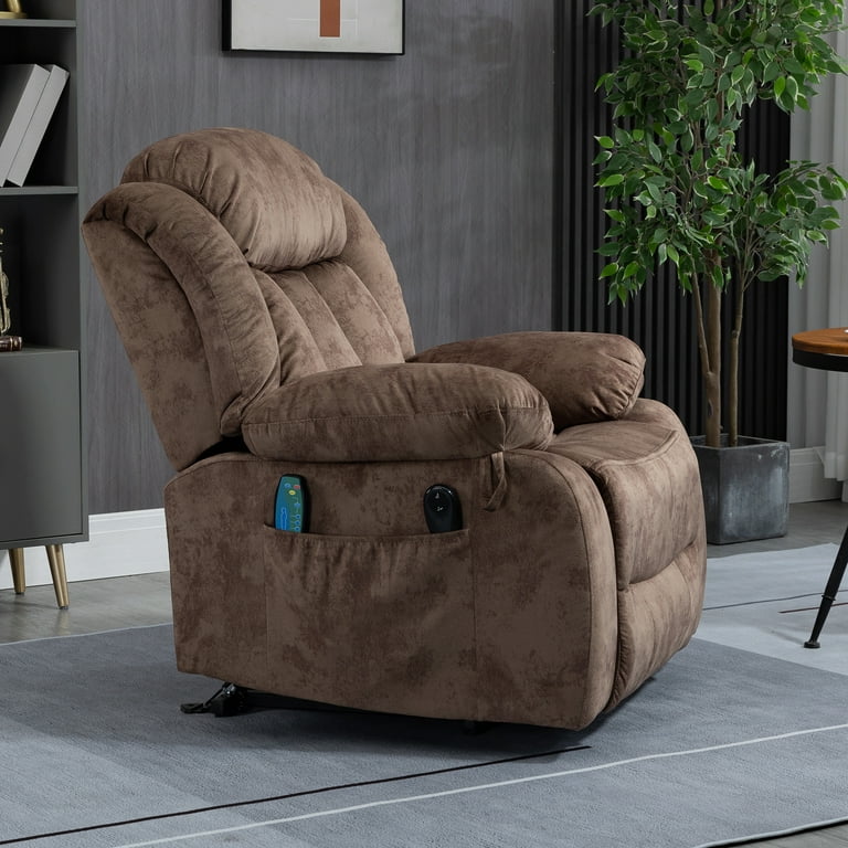 uhomepro Large Massage Recliner Chair, Velvet Electric Heated Power Lift  Recliner Chairs for Adults Oversize, Recliner Sofa 400 lb Capacity with 5  Vibration Modes, Heating Cushions, Brown 