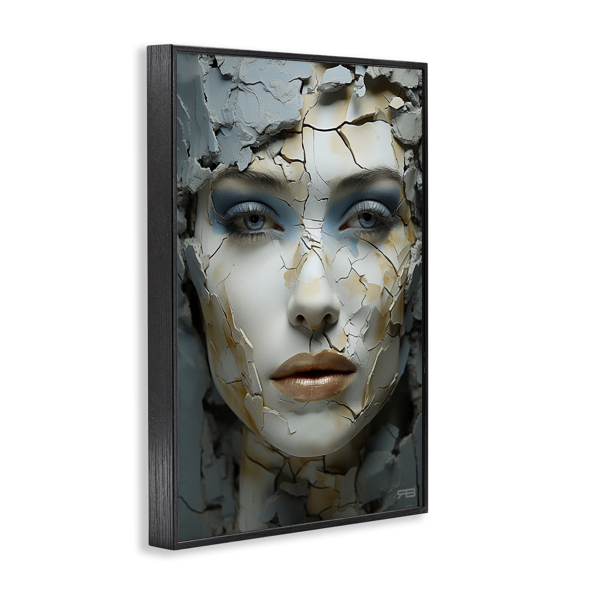 Stupell Industries Cracked Face Abstraction Novelty Painting Black Framed Art Print Wall Art, 12 x 18