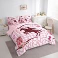 thumbnail image 3 of Feelyou Western Cowgirl Twin Bedding Sets 7pcs, Pink Buffalo Plaid Bedding Comforter Set, 3 of 8
