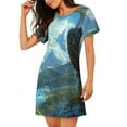 thumbnail image 2 of Logiee Majestic Eagle Over Castle Print Nightgowns for Women,Soft Short-Sleeved Lightweight Sleepwear, Loose Sleepshirts, 2 of 6