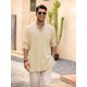 thumbnail image 2 of QUTETN Men's Linen Henley Shirts Long Sleeve Collarless T-Shirts Longline Kurta Beach Shirts with Pocket, 2 of 4