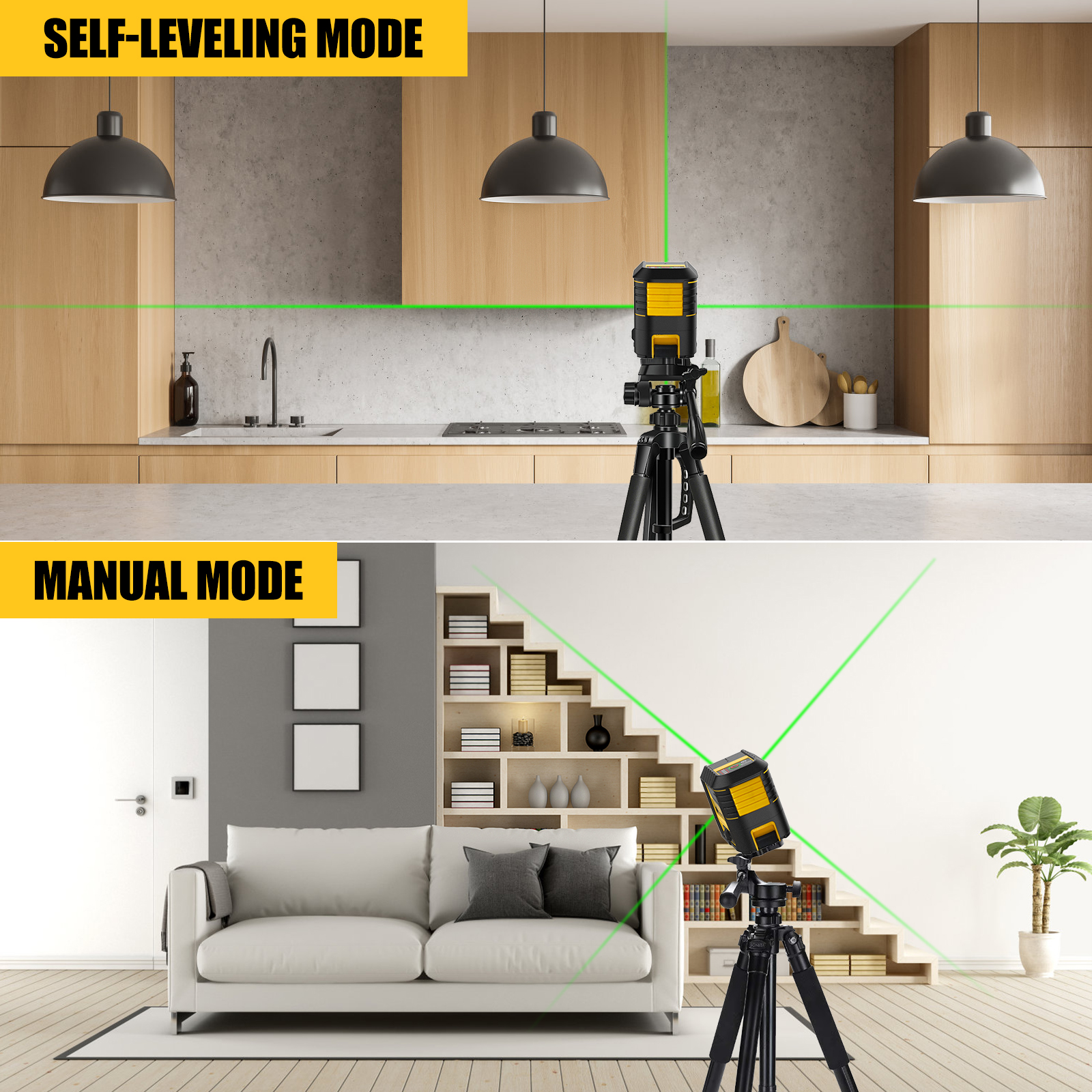 GloBest Laser Level with Tripod, 100 Ft Range, Green Beam photo 4