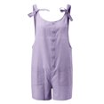 thumbnail image 3 of LUOGENLI Girls Jumpsuits Girls Summer Sleeveless Casual Romper Spaghetti Strap Shorts Jumpsuit with Pockets Girls Rompers Size 6-7 3 Pack Rompers for Girls Size 14-16 Light Purple 13-14 Years, 3 of 5