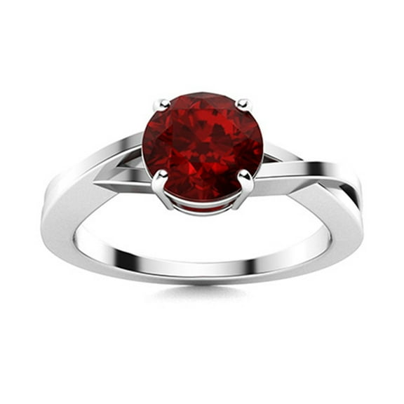 Mooneye 0.75 Ctw Round Garnet 925 Sterling Silver Solitaire Women Valentines Day Gift Ring