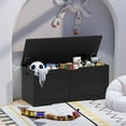 thumbnail image 2 of 39.4" Storage Chest, Wooden Storage Bench, Lift Top Toy Chest with 2 Safety Hinges, Large Toy Box, Entryway Bench for Living Room, Bedroom, Black, 2 of 18