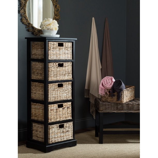 Vedette Country Nautical 5 Wicker Basket Storage Tower