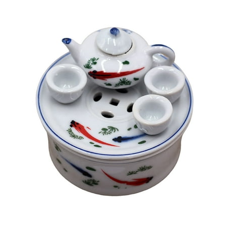 

VEAREAR 1 Set Mini Teaware High Restoration Chinese Style Retro Decorative Ceramics Children Tea Set with Tea Tray Cup Scene Layout