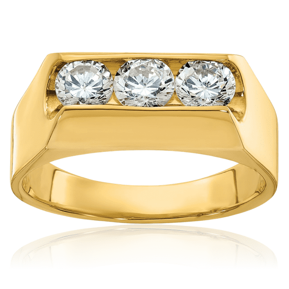 ICE CARATS 14K Solid Yellow Gold 1.05 carat Diamond Three Stone Wedding Band Ring - Round Cut, Natural, Prong Set Men's