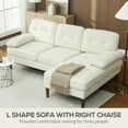 thumbnail image 4 of HOMCOM L-Shape Sofa with Right Chaise Lounge and Rubber Wooden Legs, Cream, 4 of 10