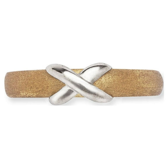 Jewelryweb Solid 14k Two-tone Gold Satin Adjustable X Body Jewelry toe ring toe ring for Women