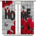 thumbnail image 2 of Red Rose Blackout Curtains for Kitchen,Rustic Butterfly Red Rose Romantic Blooming Red Floral Butterfly Window Treatments for Girls Bedroom Living Room 84x84in, 2 of 6