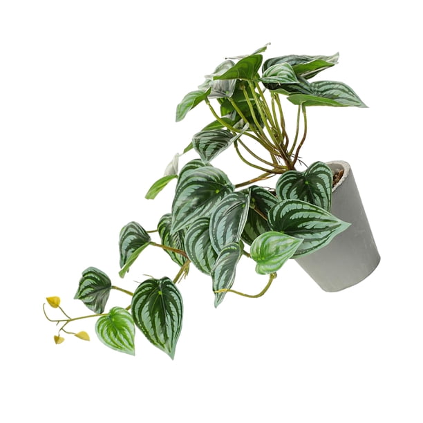 Matsuzay Plantas artificiales Hoja Planta falsa Interior Exterior de boda falsa Hogar Paisaje de Navidad Regalo de inauguración de la casa Decoración hoja de sandía/Maceta