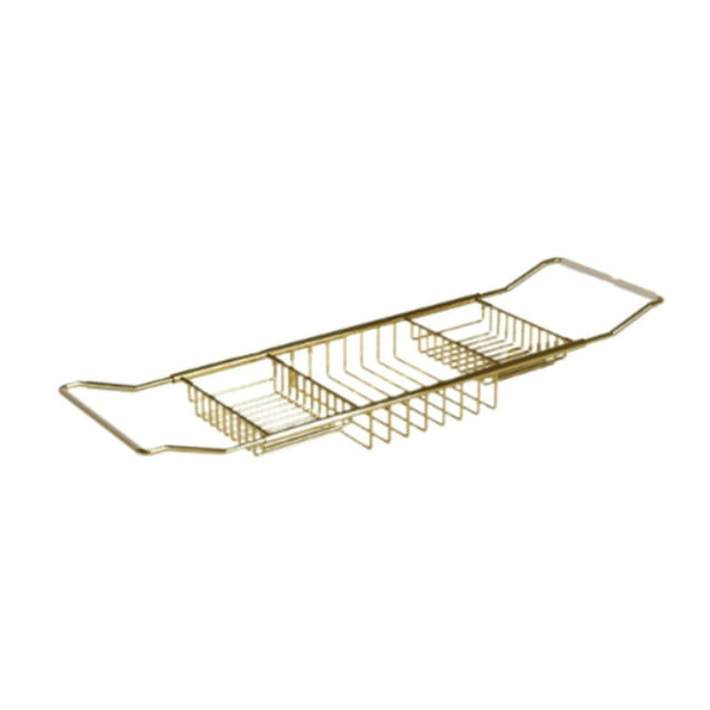 DOLITY Adjustable Bath Board Wire Bathing Rack Bathtub Tray for Bathroom Soap Phone Gold