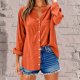 thumbnail image 1 of Neewe Womens Plain V Neck Button Down Shirts Long Sleeve Tops Casual Collared Blouses Loose Fit, 1 of 6