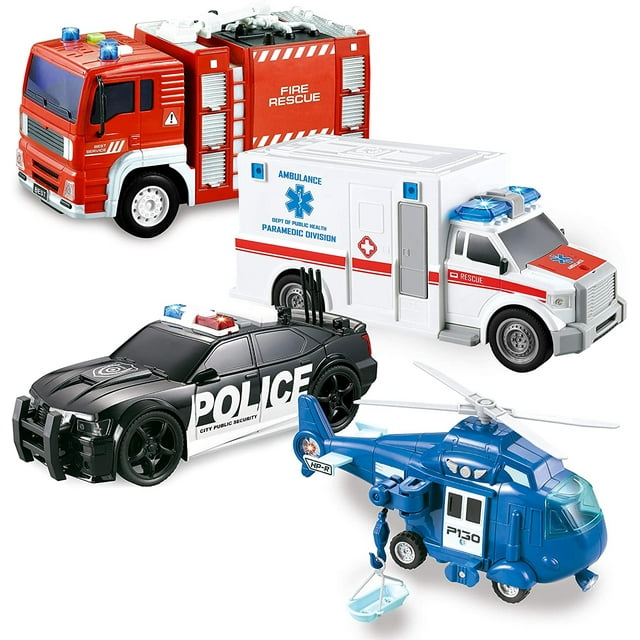 JOYIN 4 Pack Friction Powered City Hero Play Set que incluye JOYIN JOYIN