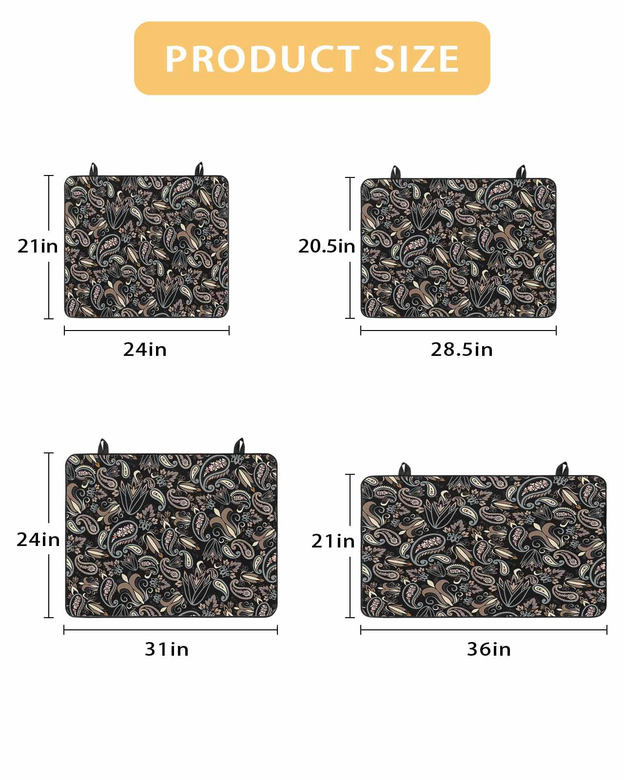 nqOlkjepod Large Induction Cooktop Protector Mat 36"x21", Boho Black Floral Stove Top Covers for Electric Stove, Farmhouse Botanical Vintage Paisley Flower Stove Burner Cover Mats Stove Cover
