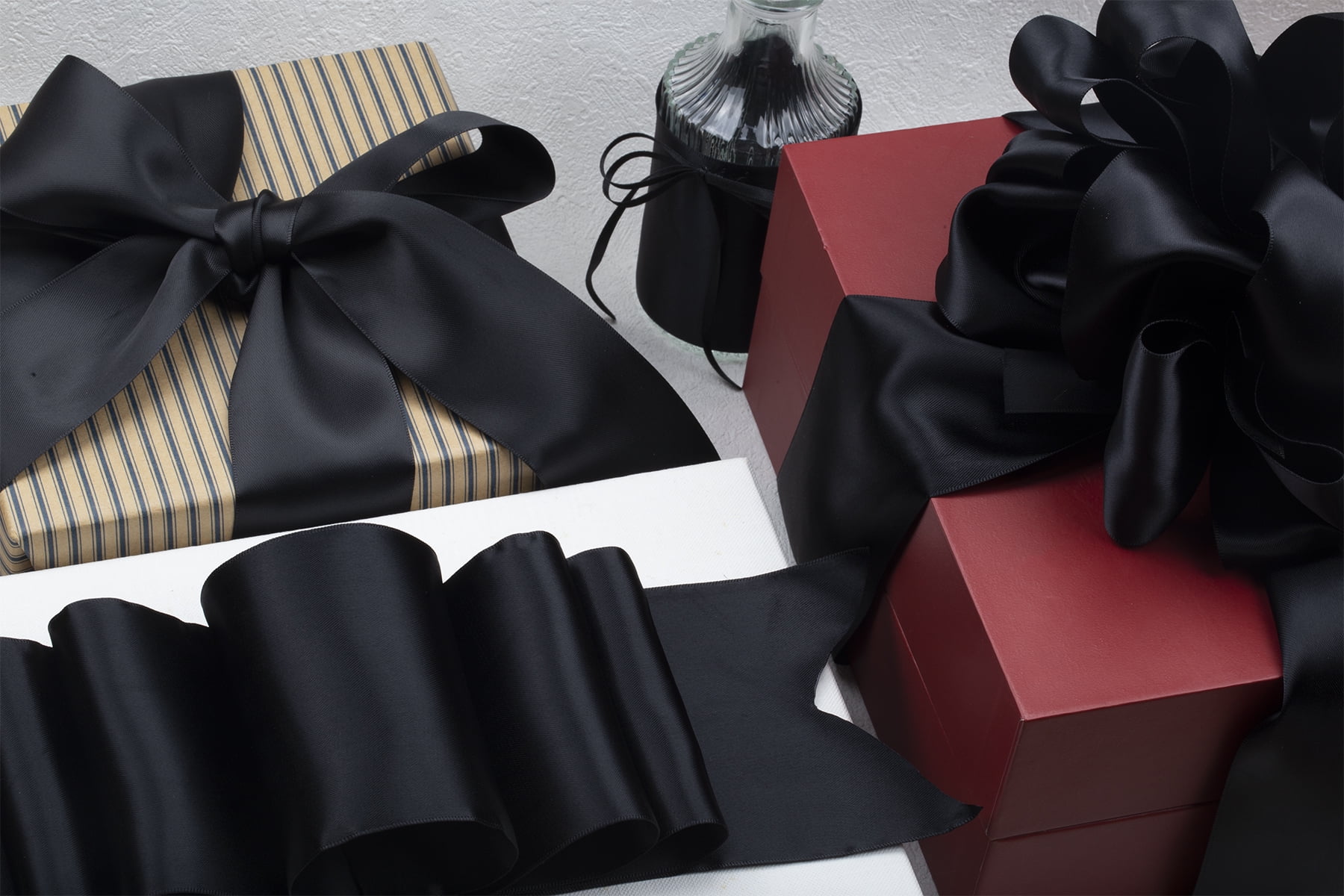 Joycrosso Black Ribbon 2 1/2 Inch Wide Thick Fabric Ribbon, 50 Yards Double Faced Satin for Gift Wrapping Floral Bouquets Wedding Party Decoration