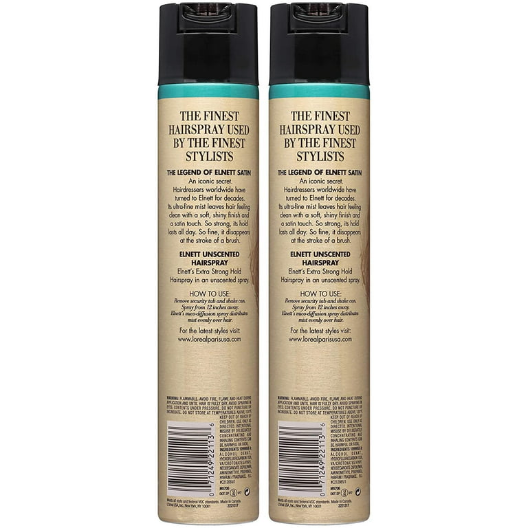 L'Oréal Paris Elnett Satin Extra Strong Hold Hairspray - Unscented,11 Oz, 3  Count Ingredients and Reviews