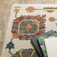thumbnail image 5 of 2' X 3' Ivory Yellow Rust Green Grey Pink Orange Blue And Grey Oriental Power Loom Stain Resistant Area Rug With Fringe, 5 of 8