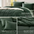 thumbnail image 3 of Plush King Size Comforter Set Dark Green, Flannel Velvet Comforter Sets 7 Pieces Bed in a Bag, Soft Warm Winter Bedding Set with Sheets, Pillowcases & Shams, 3 of 12