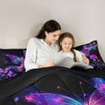 thumbnail image 4 of jejeloiu Chic Neon Butterfly 7-Piece Bedding Comforter Set,Wild Flying Animal King Bedding Sets,Purple Black Bed Sheets For Girls Kids,Ultra Soft Home Decor Reversible, 4 of 8